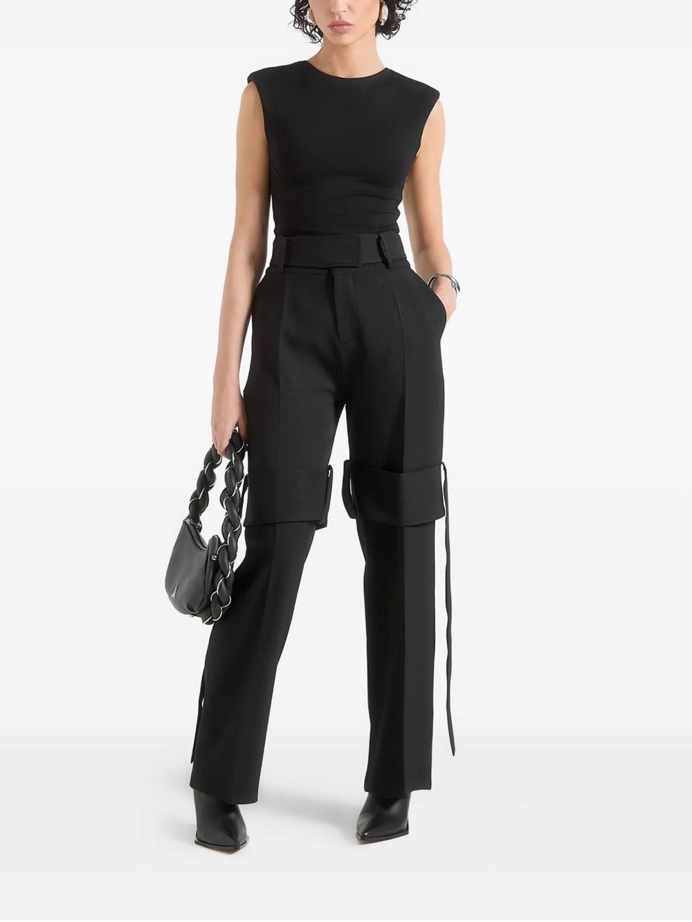 Manière De Voir Black Wrap Detail Tailored Trousers | High Waist | US 2 / EU 34